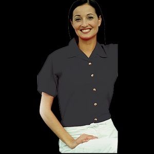Blouse full button front color black